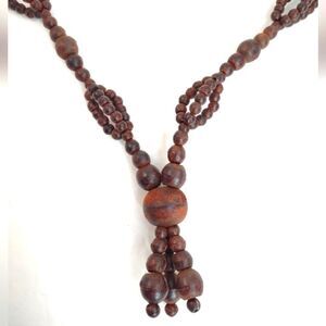 Beaded Wood Necklace Vintage 16 inches